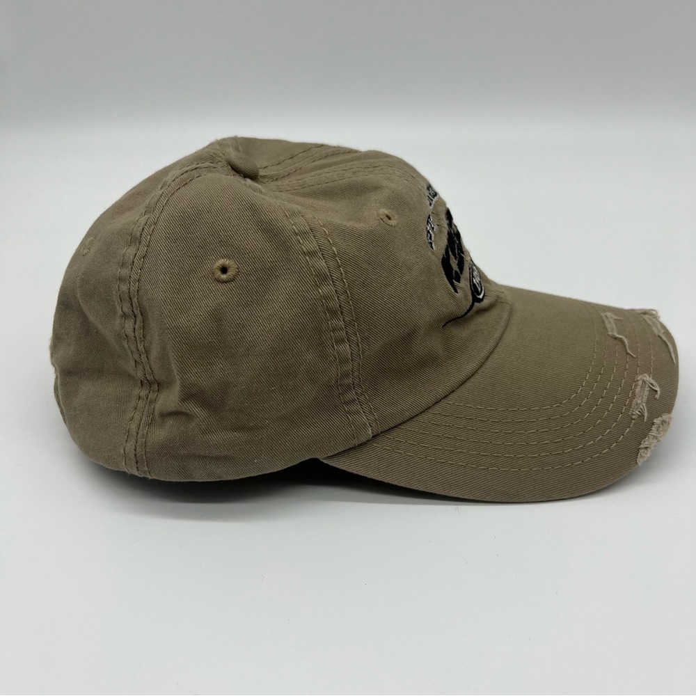 Kinze Planters Baseball Cap, Brown Khaki Distressed Adjustable Velcroe - Picture 3 of 4